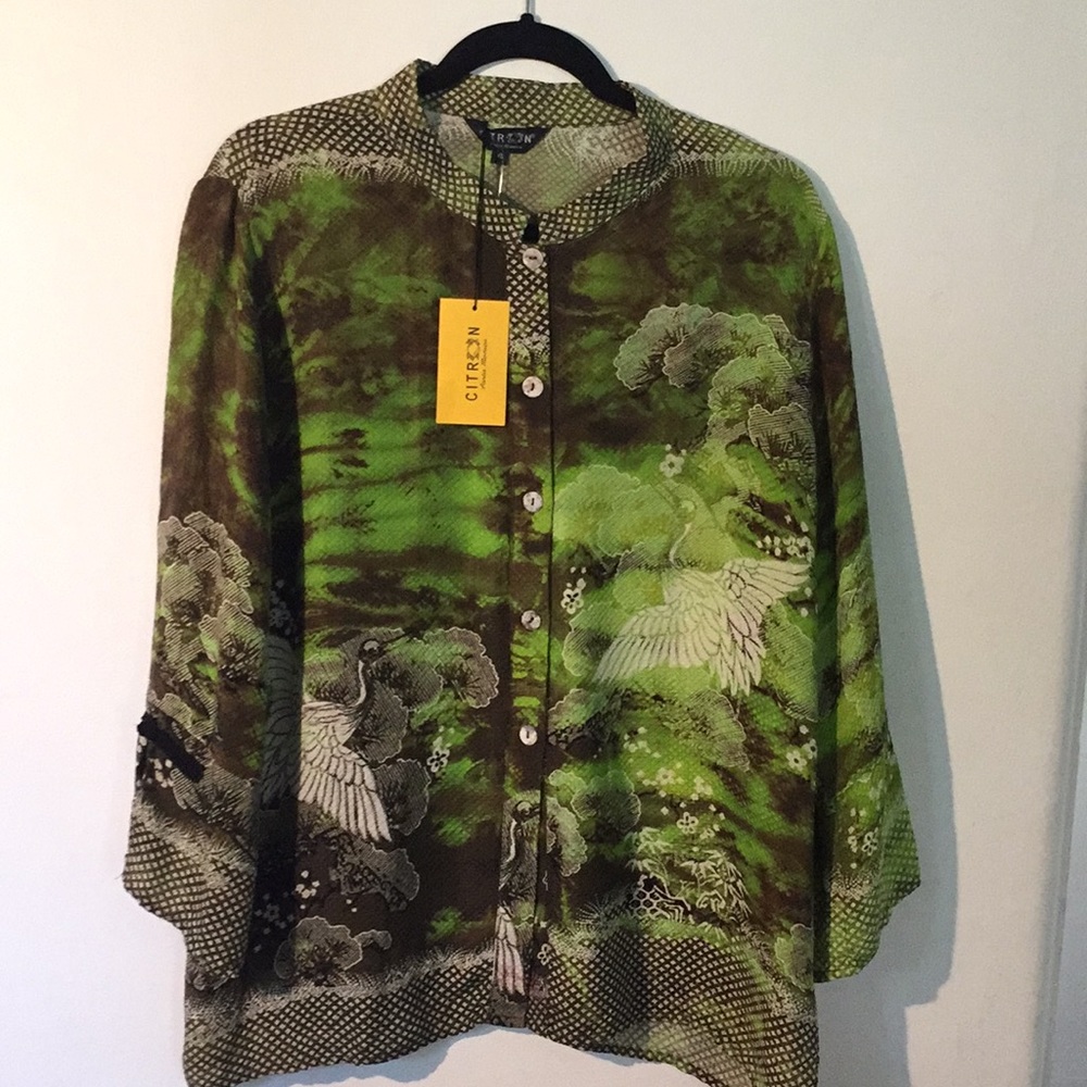 Citron 100% Silk XL Blouse